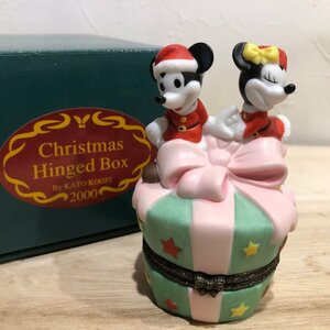 2000個限定品 ミッキー＆ミニー クリスマス・ヒンジボックス　ディズニー No.575 加藤工芸 陶器 ミッキーマウス ミニーマウス 置物 管1・5