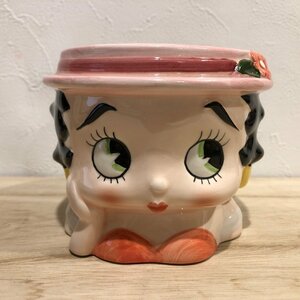 ピンクの帽子 ベティちゃん マグカップ フェイスマグ Betty Boop ベティブープ 陶器 フィギュア KFS ベティ アメリカ レトロ 管001・2