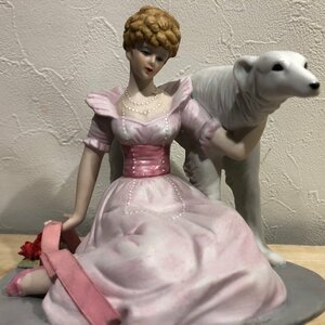 ルイ・イカール　薔薇　犬　ICART FIGURINE LES LIS 女性 人形　フィギリン　焼物　陶器　雑貨　インテリア　置物　ビンテージ 管理001