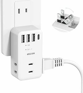 3個AC口3個USB-A 1個Type-Cポート 雷ガード USB たこあしコンセント 電源タップ 直挿し usb タップ 分岐 