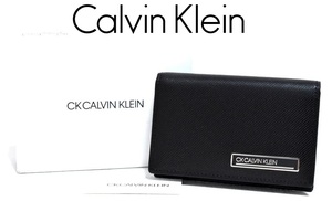 【送料無料】新品 ck カルバンクライン ''ポリッシュ'' 名刺入れ 817634 ブラック 薄型 牛革 レザー IKETEI イケテイ カードケース