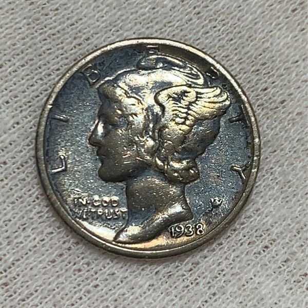 a602 1938年　 マーキュリーダイム銀貨　アメリカ 古銭 コイン