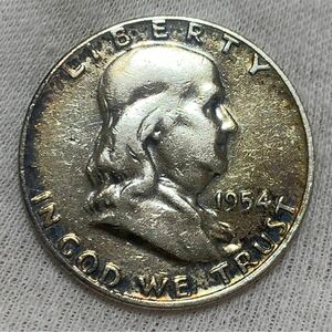 a598 1954年　フランクリン　ハーフダラー銀貨　 アメリカ 古銭