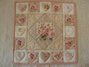  hand made! Heart. patchwork quilt rose pattern mat cover 