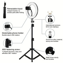 三脚スタンド付き自撮りリングライト1個、30.48cm自撮りリングライト、三脚スタンド&柔軟な電話ホルダー付き_画像4