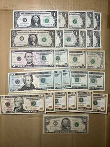 アメリカ紙幣 米ドル 外国紙幣 ドル紙幣 1ドル×11 5ドル×4 10ドル6(綺麗) 20ドル×5 (３枚綺麗) 50ドル×1 合計241