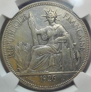 【AU】NGC　1926A　 フランス領インドシナ 貿易銀 1ピアストル 仏印ピアストル 自由の女神　銀貨