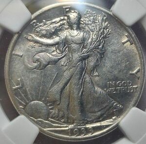 【AU】NGC　アメリカ合衆国　1933　1/2ドル銀貨　ウォーキングリバティ