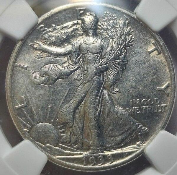 【AU】NGC　アメリカ合衆国　1933　1/2ドル銀貨　ウォーキングリバティ