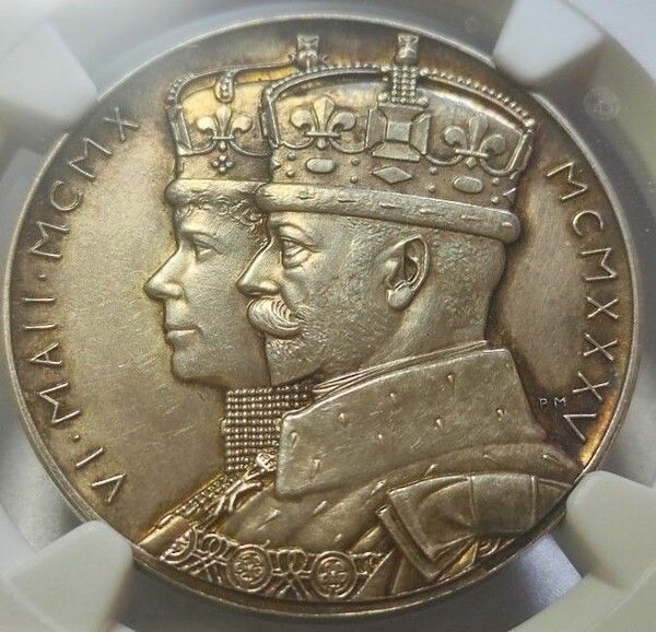 【UNC】NGC　1935　イギリス　ジョージ5世　戴冠式記念銀貨　銀メダル　