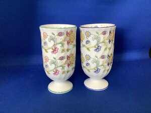 0*0MINTON Minton is Don hole goblet green / blue 2 customer set ( present condition goods )0*0