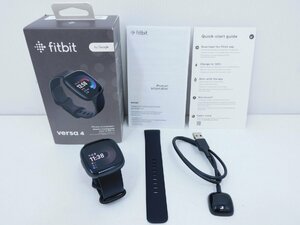 フィットビット Google Fitbit Versa 4 FB523 ブラック-グラファイトアルミニウムケース Suica対応 スマートウォッチ 中古品[B178T055]