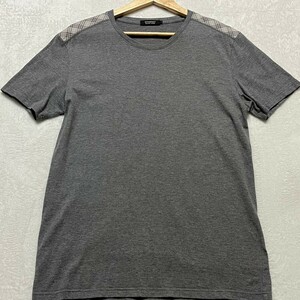 バーバリーブラックレーベル BURBERRY BLACK LABEL Tシャツ 半袖 肩ノバチェック コットン グレー Lサイズ 春夏