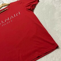 未使用級/XLサイズ●BALMAIN【情熱のレッドカラー】バルマン メンズ トップス Tシャツ 半袖 3Dロゴ フロント 正規品 春夏_画像7