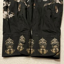 極美品/L相当●ドルチェ&ガッバーナDOLCE &GABBANA GOLD 長袖シャツ 花柄 フラワー 王冠 ロゴ刻印ボタン 40 高級感◎ 美シルエット◎_画像9