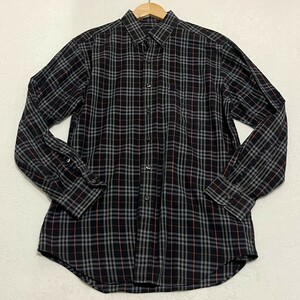  Burberry London рубашка с длинным рукавом noba проверка шланг вышивка сделано в Японии BURBERRY BLACK LABEL темно-синий M размер 