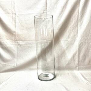 特大フラワーベース　花瓶　ガラスセラミック　Popyポピー　円柱　クリア　透明ガラス瓶　気泡　60ｃｍ（4303）