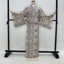 紬 単衣 紬 正絹 中古 リサイクル 夏用 お洒落着 普段着 裄65cm 美品 Aランク M サイズ 緑色 2480_画像3