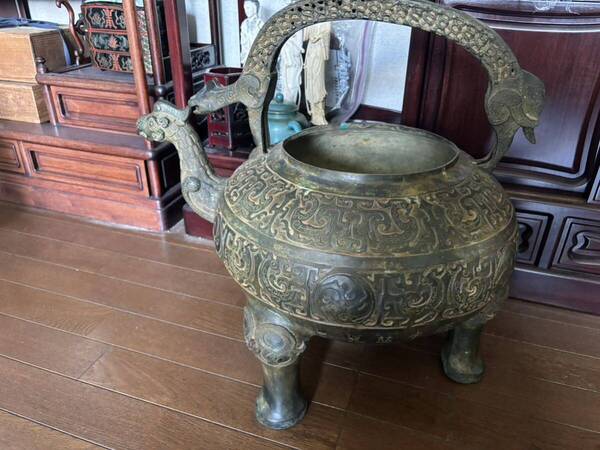 中国古美術 特大青銅器 高さ:約50cm 重さ:約10kg