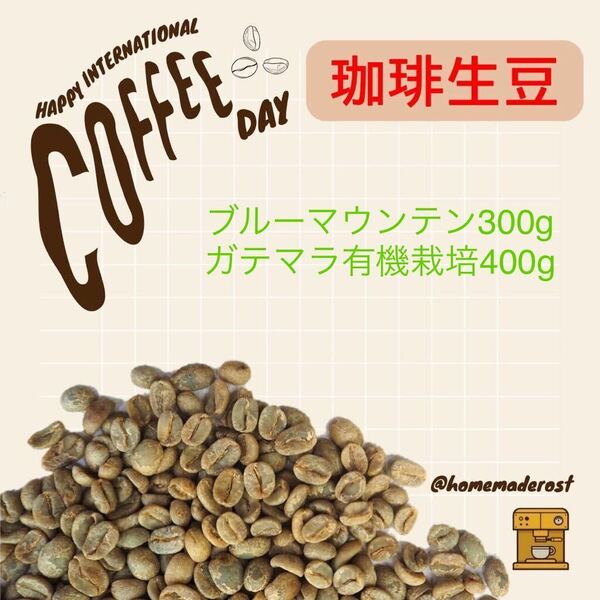 コーヒー生豆 ブルーマウンテン300gガテマラ有機栽培400g