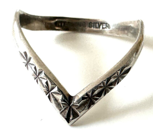 イギリス アンティーク 銀製クラフト シルバーリング 指輪 UK(L) 11号 16mm 二股状 スターリングシルバー 銀925