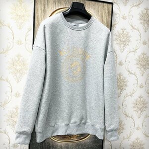 一枚限定EU製＆定価5万◆UABONI*Paris*トレーナー*ユアボニ*パリ発◆綿100％ 上品 裏起毛 保温 プリント プルオーバー スウェット 日常 M