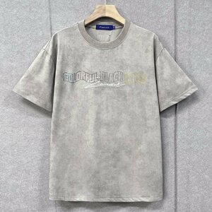 高級・半袖Tシャツ 定価2万◆Emmauela・イタリア・ミラノ発◆上品 個性 オシャレ ウオッシュ加工 キラキラ トップス ストリート 日常 M