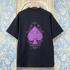 定価2万★christian milada・ミラノ発・半袖Tシャツ★上級 綿100％ 快適 薄手 通気 ロゴ 個性 トップス プルオーバー 夏 男女兼用 XL/50