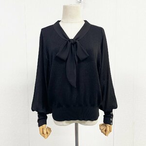  top class Europe made * regular price 4 ten thousand * BVLGARY a departure *RISELIN blouse on goods elasticity soft comfortable knitted ribbon pleat beautiful ... commuting L