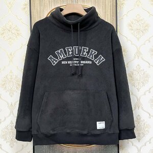 個性EU製＆定価5万◆UABONI*Paris*トレーナー*ユアボニ*パリ発◆カシミヤ100％ 高級 厚手 保温 スタンドネック アメカジ 男女兼用 L/48