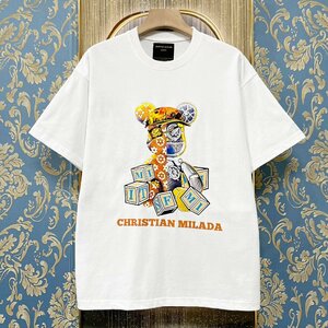 定価2万★christian milada・ミラノ発・半袖Tシャツ★コットン100% 高級 薄手 個性 吸汗速乾 モノグラム 日常 Bearbrick/ベアブリック 2XL