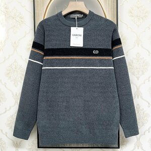 最上級EU製＆定価5万◆UABONI*Paris*セーター*ユアボニ*パリ発◆カシミヤ ソフト 厚手 防寒 リブ編み 暖かい ニット 秋冬 M/46サイズ