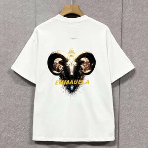 新作・半袖Tシャツ 定価2万◆Emmauela・イタリア・ミラノ発◆コットン100％ 通気 快適 おひつじ座 オシャレ トップス カッコイイ 普段着 M