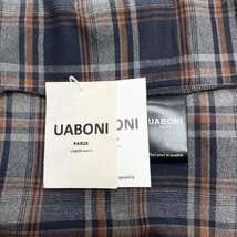 高級EU製＆定価4万◆UABONI*Paris*長袖シャツ*ユアボニ*パリ発◆高品質カシミヤ 薄手 快適 ソフト チェック柄 オシャレ 洗練 通勤 M/46_画像9