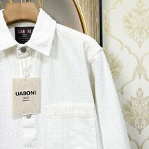 新作EU製＆定価5万◆UABONI*Paris*長袖シャツ*ユアボニ*パリ発◆高級 通気 柔らかい 快適 無地 ダメージ加工 ライトアウター 日常 L/48_画像8