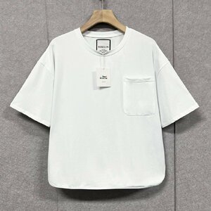 上級ヨーロッパ製※定価2万◆ブルガリア発※RISELIN 半袖Tシャツ 綿100％ 爽やか 薄手 快適 無地 モノトーン トップス スウェット 夏 XL/50