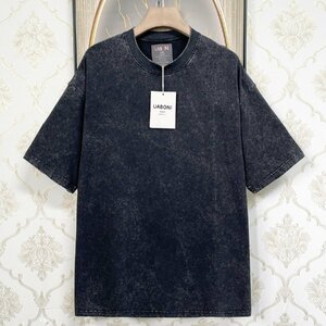 絶賛EU製＆定価2万◆UABONI*Paris*半袖Tシャツ*ユアボニ*パリ発◆上級 薄手 ヴィンテージ加工 カットソー レトロ ゆったり 夏 メンズ 2XL