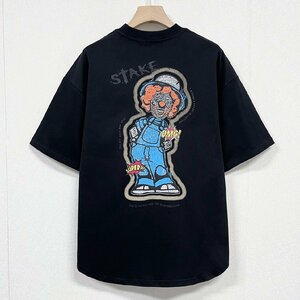 人気ヨーロッパ製※定価2万◆ブルガリア発※RISELIN 半袖Tシャツ 上品 綿100％ 通気 快適 個性 ピエロ 遊び心 アメカジ カットソー L