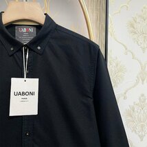 上級EU製＆定価4万◆UABONI*Paris*長袖シャツ*ユアボニ*パリ発◆上品 薄手 洗練 ボタンダウン 無地 カジュアル シンプル オシャレ 春夏 2XL_画像7