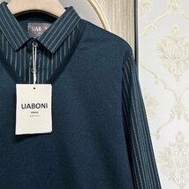 一枚限定EU製＆定価4万◆UABONI*Paris*ポロシャツ*ユアボニ*パリ発◆コットン100％ 上品 ソフト 快適 ストライプ 紳士 通勤 XL/50サイズ_画像7