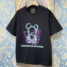 定価2万★christian milada・ミラノ発・半袖Tシャツ★綿100％ 薄手 個性 クマ・ロボット柄 スウェット シンプル トップス M/46サイズ_画像10