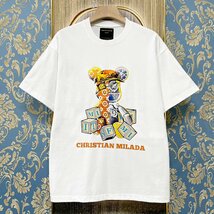 定価2万★christian milada・ミラノ発・半袖Tシャツ★コットン100% 高級 薄手 個性 吸汗速乾 モノグラム 日常 Bearbrick/ベアブリック XL_画像1