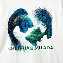 定価2万★christian milada・ミラノ発・半袖Tシャツ★綿100％ 上級 吸汗 通気 個性 魚座柄 トップス カットソー 男女兼用 夏服 XL/50サイズ_画像5