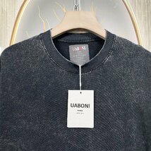 絶賛EU製＆定価2万◆UABONI*Paris*半袖Tシャツ*ユアボニ*パリ発◆上級 薄手 ヴィンテージ加工 カットソー レトロ ゆったり 夏 メンズ 2XL_画像3