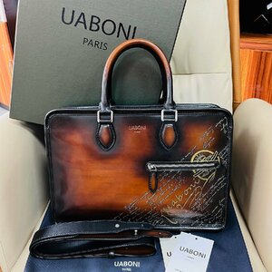  top class EU made regular price 38 ten thousand *UABONI*yuaboni* illusion. pa tea n* briefcase * business bag original leather hand . hand made bag tote bag 