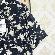 高級EU製＆定価3万◆UABONI*Paris*半袖シャツ*ユアボニ*パリ発◆麻/リネン混 速乾 通気 薄手 ゆったり 総柄 アロハシャツ オシャレ 旅行 L_画像7