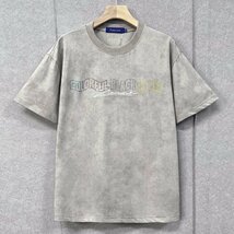 高級・半袖Tシャツ 定価2万◆Emmauela・イタリア・ミラノ発◆上品 個性 オシャレ ウオッシュ加工 キラキラ トップス ストリート 日常 M_画像1