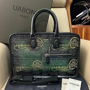 最高級EU製 参考定価40万◆UABONI*ユアボニ*幻のパティーヌ*ブリーフケース*EU製◆ビジネスバッグ 手染 本革 UN JOUR 鞄 トートバッグ