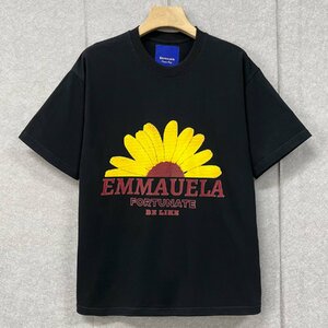 上品・半袖Tシャツ 定価2万◆Emmauela・イタリア・ミラノ発◆コットン100％ 快適 高級 通気 おしゃれ 菊 スウェット カットソー トップス L