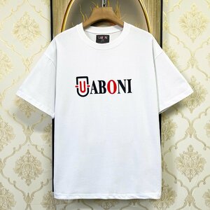 人気EU製＆定価2万◆UABONI*Paris*半袖Tシャツ*ユアボニ*パリ発◆エジプト綿 ソフト 快適 薄手 ロゴ カットソー スウェット 男女兼用 2XL